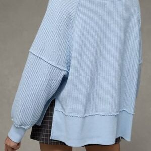 american eagle waffle knit blue off the shoulder top shirt size xs #offtheshould